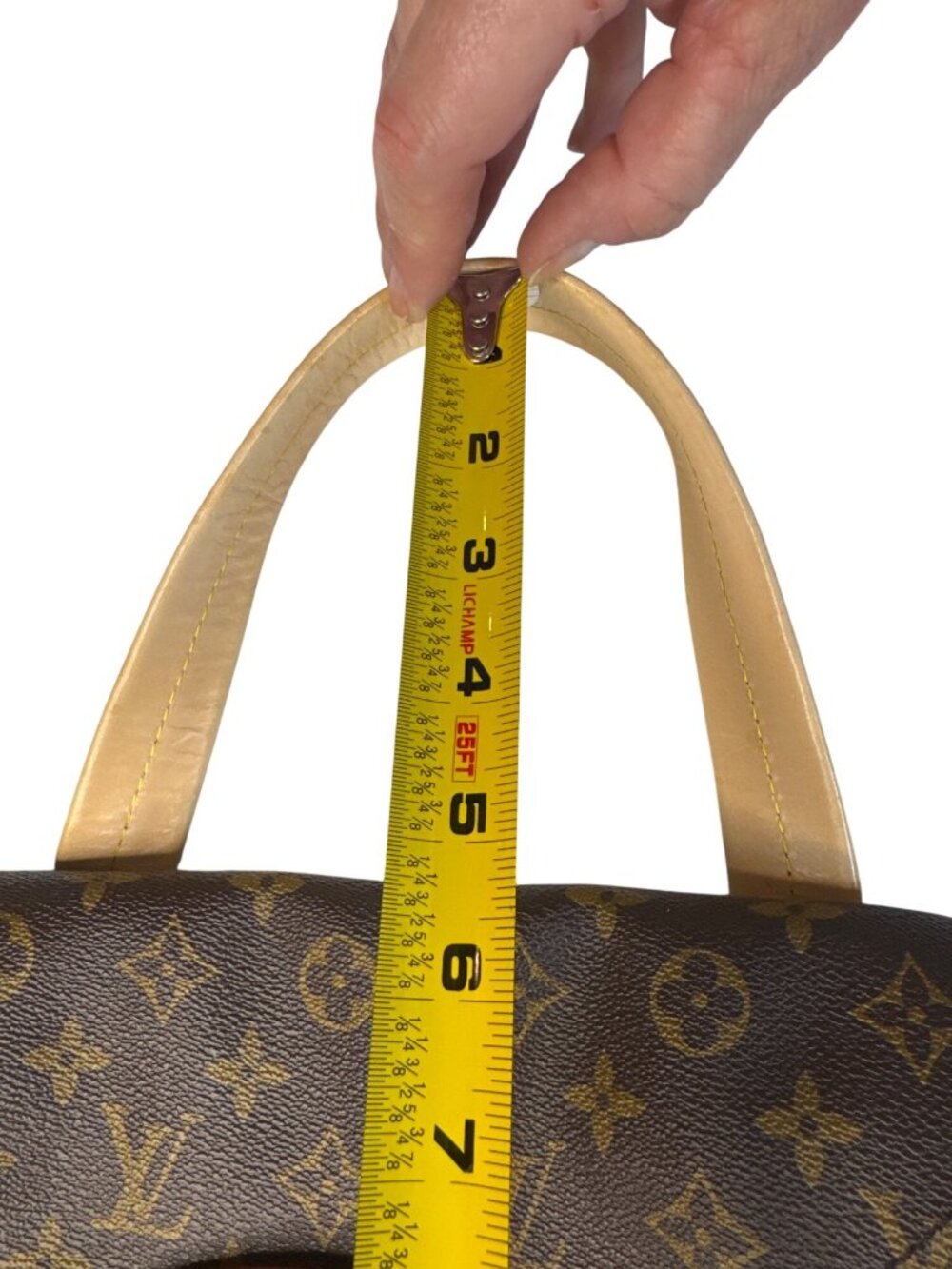 Monogram Canvas Handbag With Beige Leather Trim & Gold Hardware - Picture 11 of 14